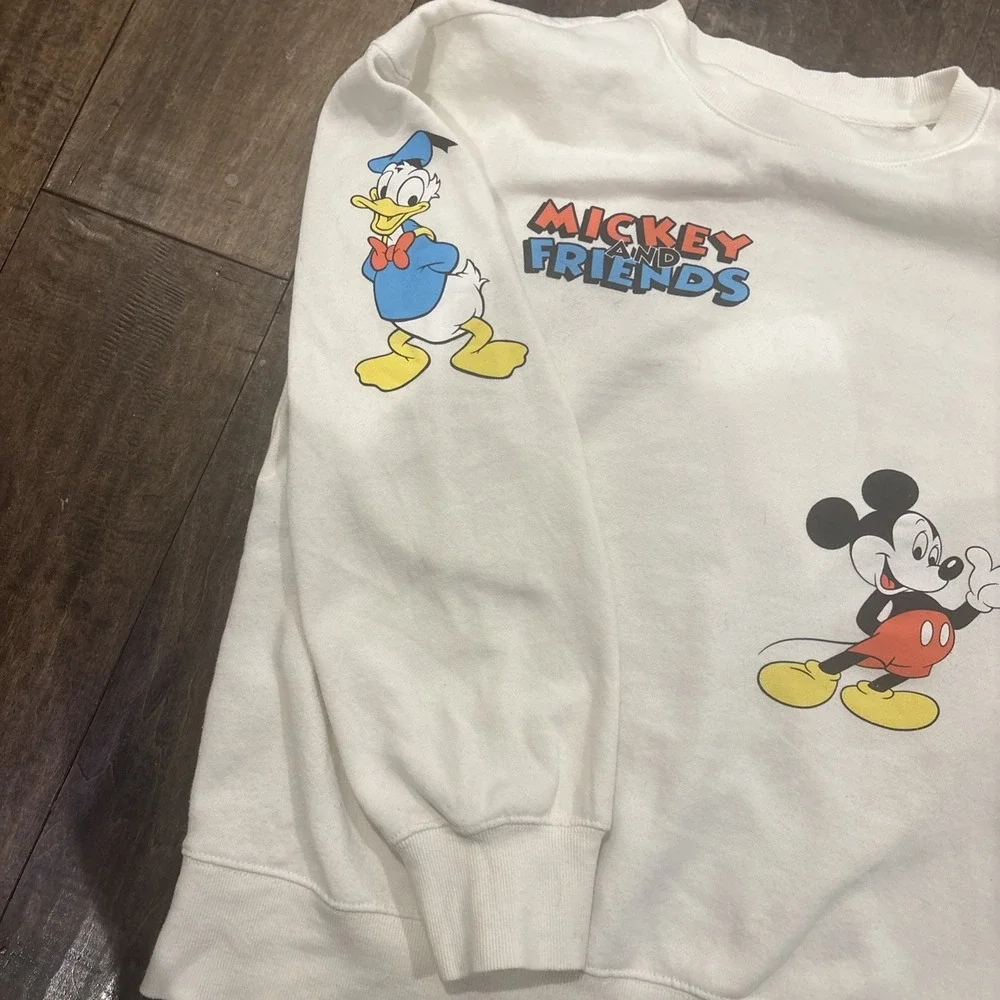 Disney Parks Mickey & Friends Character Cream Pullover Sweatshirt Crewneck ~XS